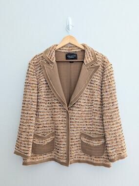 St John Couture Tweed Blazer Jacket 16 Knit Button Front Luxury Boucle Suit 16